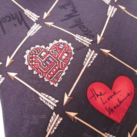 NICOLE MILLER Silk Necktie THE LOVE MACHINE Navy - Picture 8 of 8